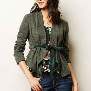 Cartonnier forest green draped peplum jacket